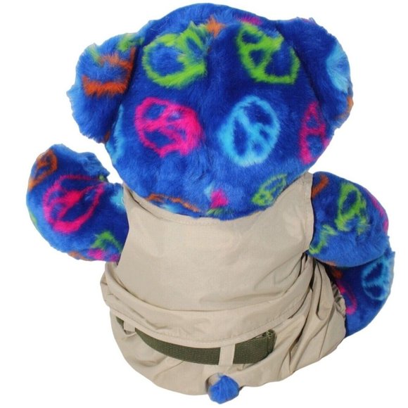 Build a Bear BAB Blue Peace Sign w/Safari Outfit Soft Plush Stuffed Animal Toy - Picture 3 of 4